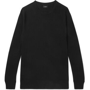 J. Crew XL $128 Black Crew Neck Cotton Cashmere Blend Textured Pullover Sweater